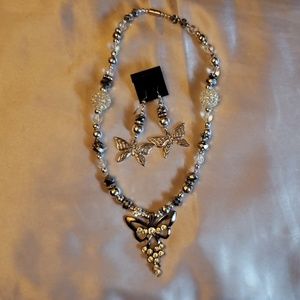 Handmade Butterfly necklace & earrings